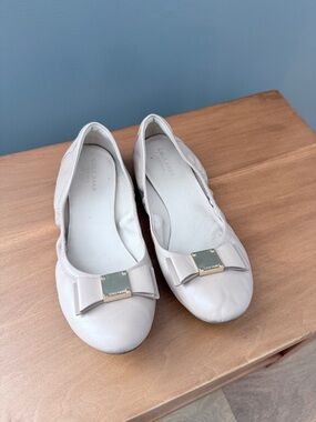 Cole Haan Women's Light Cream Bow Flats with Gold Accent